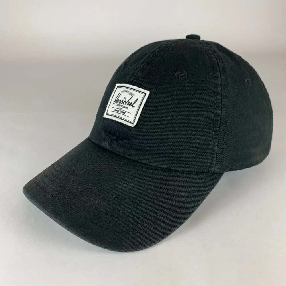 The Herschel Supply Co Unisex Black Relaxed Fit Strapback Adjustable Hat